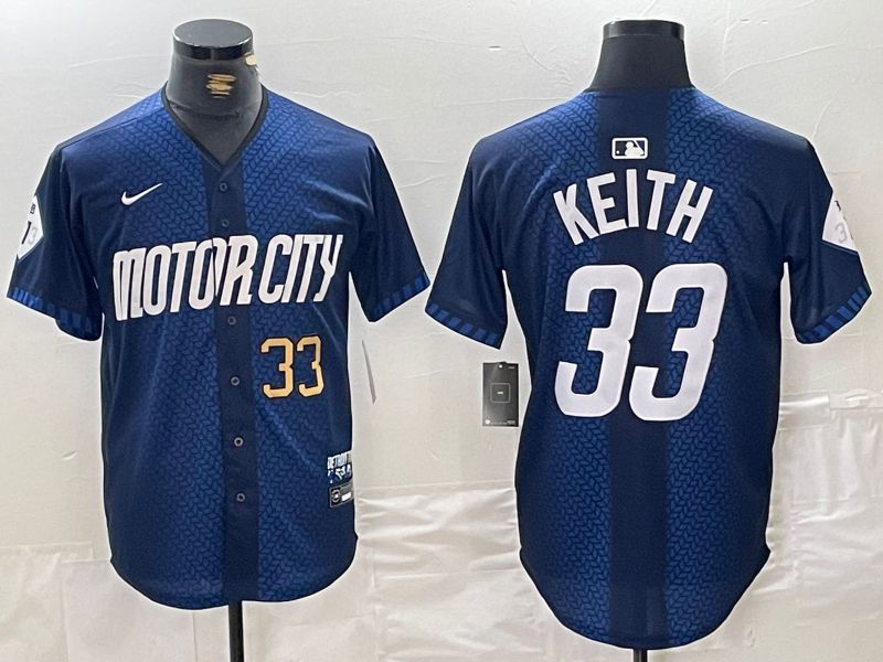 Men Detroit Tigers 33 Keith Blue City Edition Nike 2024 MLB Jersey style 4